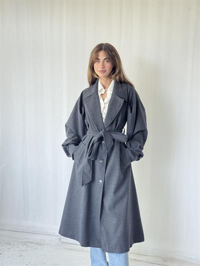 Retrobird Valencia Kuşaklı Antrasit Kaşe Kaban