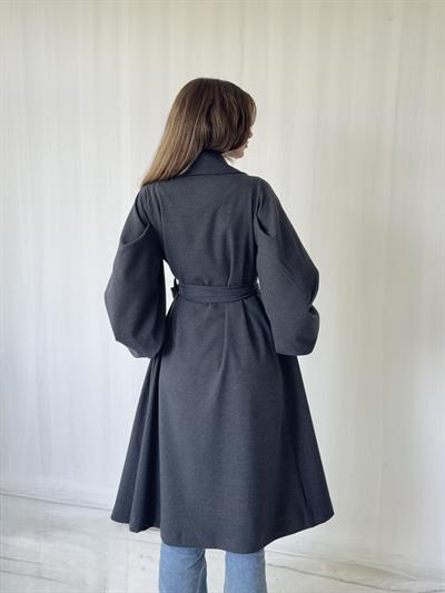 Retrobird Valencia Kuşaklı Antrasit Kaşe Kaban