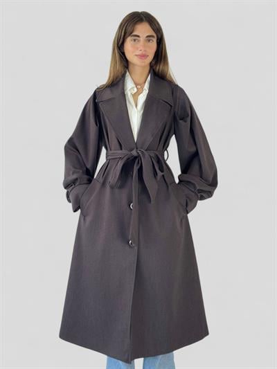Retrobird Valencia Kuşaklı Koyu Kahve Trenchcoat Hafif Kaban