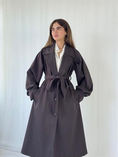 Retrobird Valencia Kuşaklı Koyu Kahve Trenchcoat Hafif Kaban