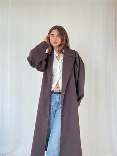 Retrobird Valencia Kuşaklı Koyu Kahve Trenchcoat Hafif Kaban