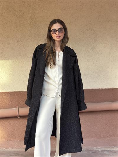 Retrobird Valencia Leopard Print Winter Coat with Black Belt