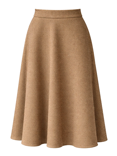 Retrobird Valerie Light Brown Winter Flared Long Skirt
