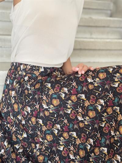 Retrobird Valerie Burç Desenli Çok Renkli Viskon Kloş Uzun Etek