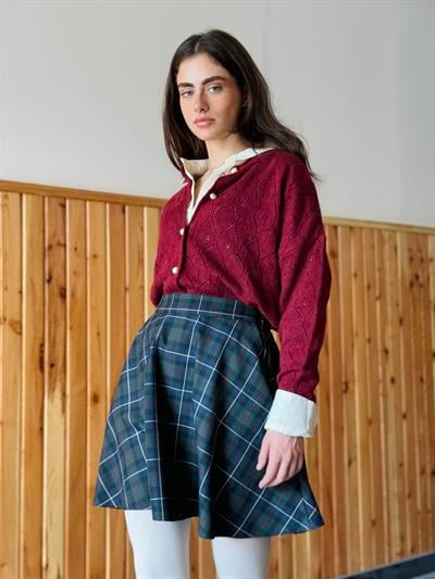 Retrobird Valerie Kısa Mini Koyu Mavi Kloş Etek