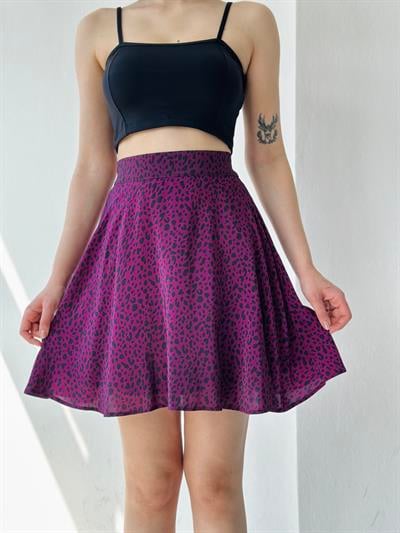 Retrobird Valerie Mor Kısa Mini Kloş Etek