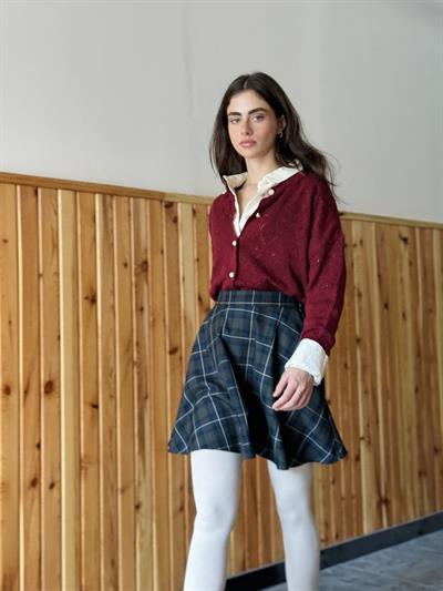 Retrobird Valerie Kısa Mini Koyu Mavi Kloş Etek