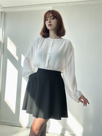 Retrobird Valerie Kısa Mini Siyah Kloş Etek