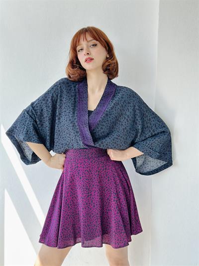 Retrobird Valerie Mor Kısa Mini Kloş Etek