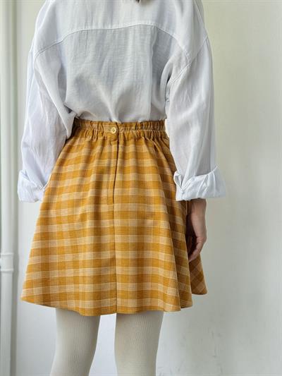 Retrobird Valerie Kısa Mini Hardal Kloş Etek