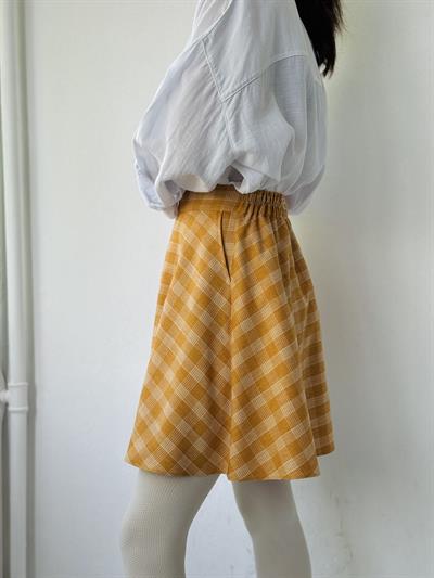 Retrobird Valerie Kısa Mini Hardal Kloş Etek