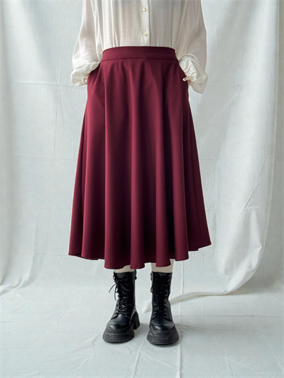 Retrobird Valerie Burgundy Winter Flared Long Skirt