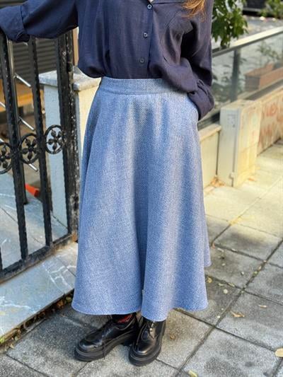 Retrobird Valerie Kül Mavi Kışlık Kloş Uzun Etek