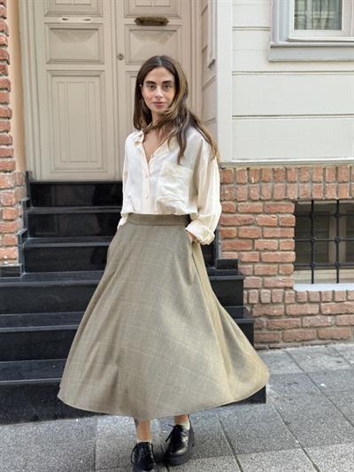 Retrobird Valerie Haki Kışlık Kloş Uzun Etek