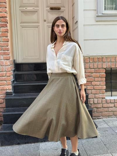 Retrobird Valerie Haki Kışlık Kloş Uzun Etek