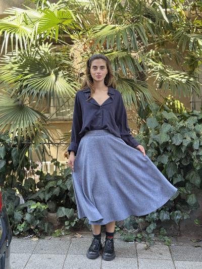 Retrobird Valerie Kül Mavi Kışlık Kloş Uzun Etek