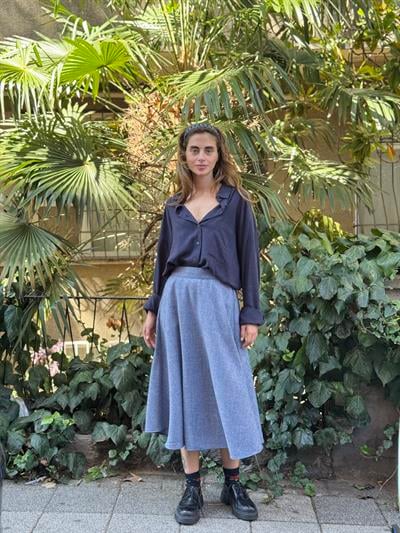 Retrobird Valerie Kül Mavi Kışlık Kloş Uzun Etek