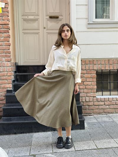 Retrobird Valerie Haki Kışlık Kloş Uzun Etek