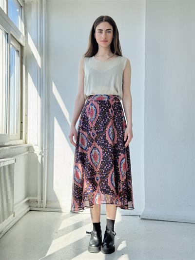 Retrobird Valerie Şifon Kahverengi Astarlı Uzun Etek