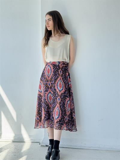 Retrobird Valerie Şifon Kahverengi Astarlı Uzun Etek