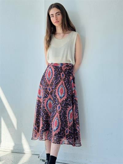 Retrobird Valerie Şifon Kahverengi Astarlı Uzun Etek