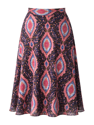 Retrobird Valerie Chiffon Brown Lined Long Skirt
