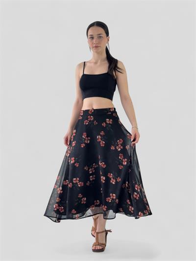 Retrobird Valerie Şifon Kloş Astarlı Çok Renkli Uzun Etek