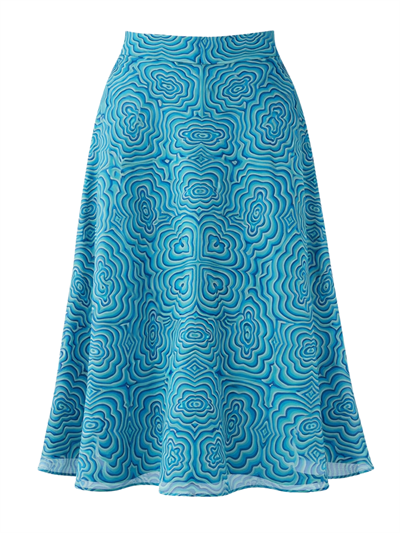 Retrobird Valerie Chiffon Flared Lined Turquoise Long Skirt