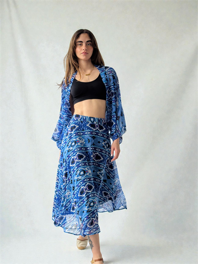 Retrobird Valerie Chiffon Flared Lined Long Skirt