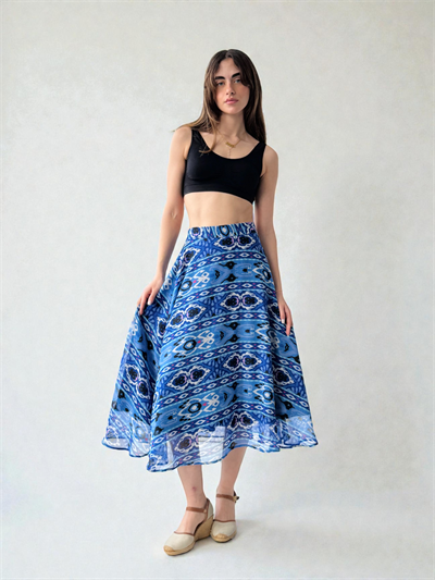 Retrobird Valerie Chiffon Flared Lined Long Skirt