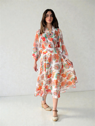 Retrobird Valerie Chiffon Flared Lined Baby Pink Long Skirt