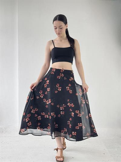 Retrobird Valerie Şifon Kloş Astarlı Çok Renkli Uzun Etek