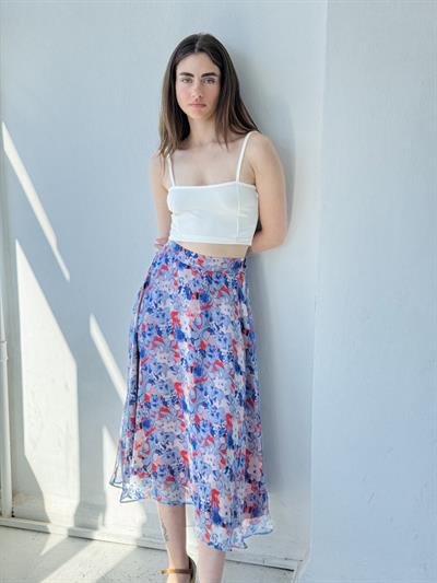 Retrobird Valerie Şifon Mavi Kloş Astarlı Uzun Etek