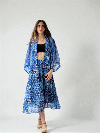 Retrobird Valerie Chiffon Flared Lined Long Skirt