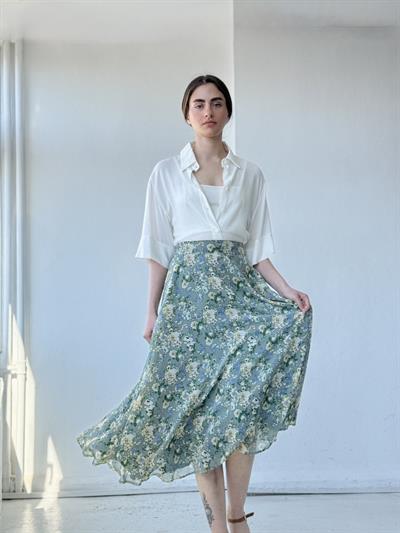 Retrobird Valerie Şifon Yeşil Kloş Astarlı Uzun Etek