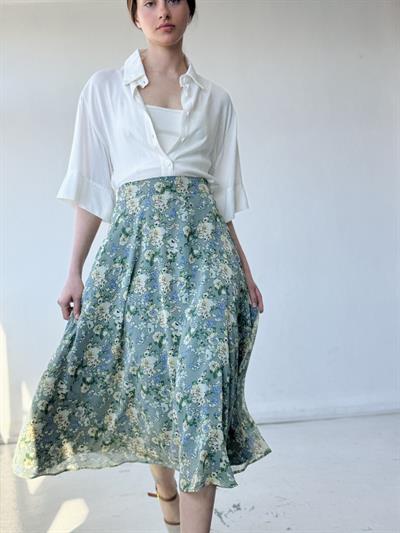 Retrobird Valerie Şifon Yeşil Kloş Astarlı Uzun Etek