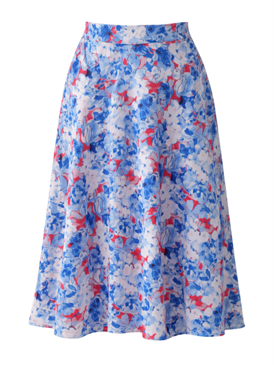 Retrobird Valerie Chiffon Blue Flared Lined Long Skirt
