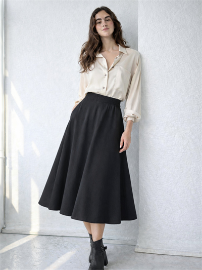 Retrobird Valerie Black Flared Long Skirt