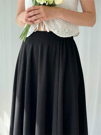 Retrobird Valerie Black Flared Long Skirt