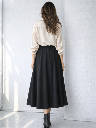 Retrobird Valerie Black Flared Long Skirt