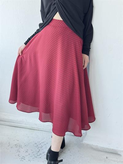 Retrobird Valerie Uzun Astarlı Bordo Şifon Kloş Etek