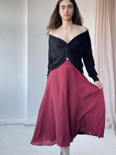 Retrobird Valerie Uzun Astarlı Bordo Şifon Kloş Etek