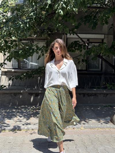 Retrobird Valerie Yeşil Viskon Kloş Uzun Etek