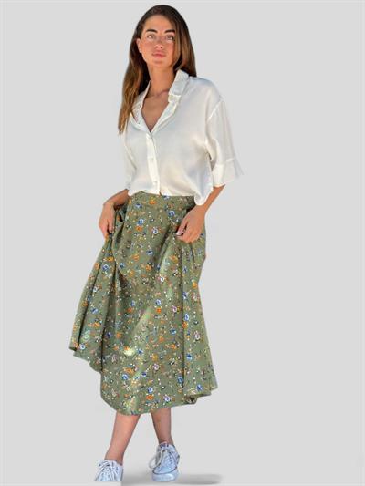 Retrobird Valerie Yeşil Viskon Kloş Uzun Etek