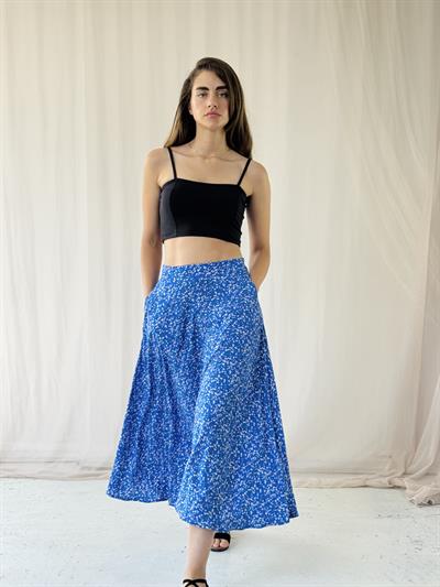 Retrobird Valerie Koyu Mavi Viskon Kloş Uzun Etek