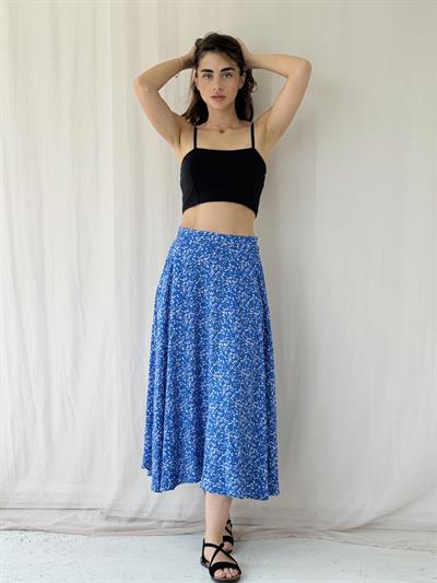 Retrobird Valerie Koyu Mavi Viskon Kloş Uzun Etek