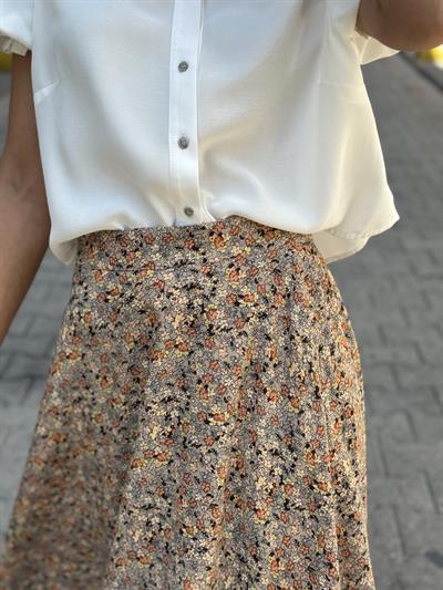 Retrobird Valerie Sütlü Kahve Viskon Kloş Uzun Etek