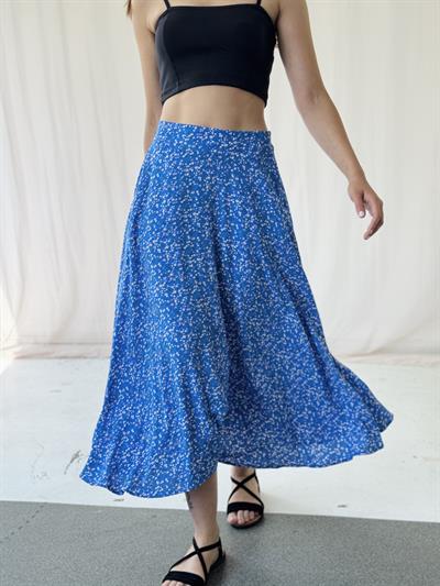 Retrobird Valerie Koyu Mavi Viskon Kloş Uzun Etek