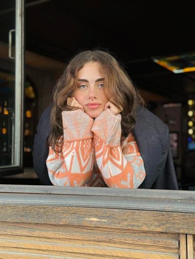 Retrobird Vintage Desenli Jakarlı Somon Triko Kazak