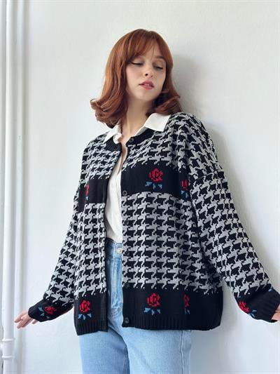 Retrobird Vintage Model Kazayağı Oversize Triko Hırka